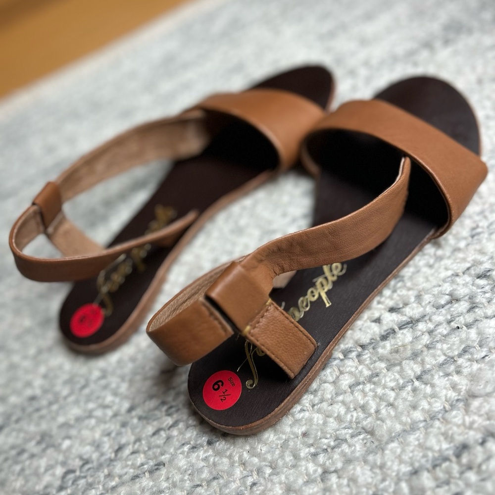 Free People Cognac Strappy Women’s Sandals - Picture 6 of 11